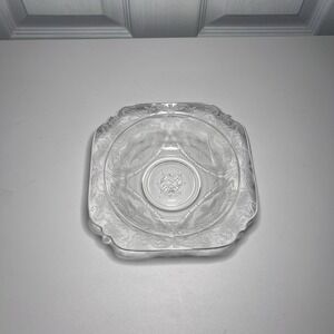 2-Vtg Indiana Glass Recollection Madrid Depression Clear Square Bowls Madrid 7"